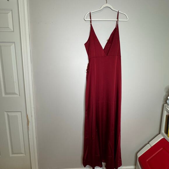 Show Me Your Mumu Mariah Red Ruby Satin Wrap V-Neck Evening Dress Size 3XL NWT - Picture 6 of 11